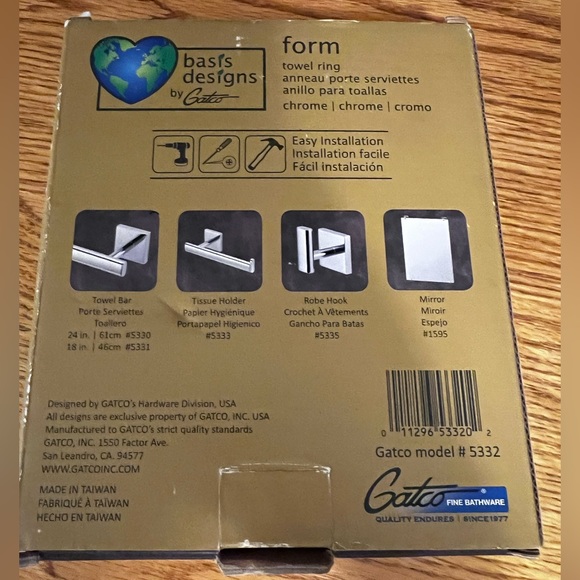 New gatco towel form ring in chrome color - Picture 3 of 3